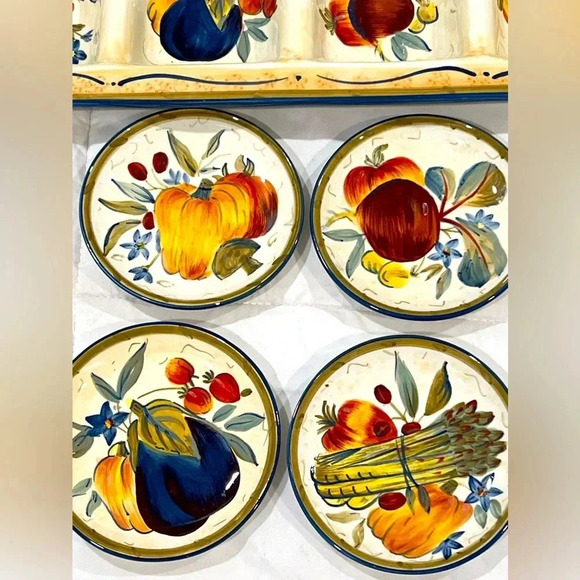 Certified International rare set 19” relish tray with 5” plates. Colorful set! - Picture 9 of 9